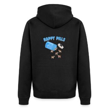 Happy Pills Farm Tier Lustige Kuh Liebhaber Humor - Unisex Premium Bio Zip Hoodie - Schwarz - Hinten - Nico (187cm)