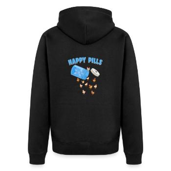 Happy Pills Farm Animal Funny Chicken Lovers Humor - Unisex Premium Organic Zip Hoodie - black - Back - Nico (187cm)