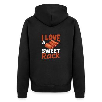 J’aime un Sweet Rack BBQ Ribs Funny Barbecue Grill - Veste à capuche bio Premium Unisexe - noir - Dos - Nico (187cm)