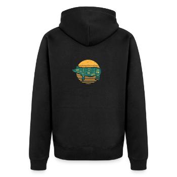 Pulled Pork Fleischstücke Chef BBQ Grillen Koch - Unisex Premium Bio Zip Hoodie - Schwarz - Hinten - Nico (187cm)