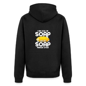 J’en ai marre du savon dit qu’aucun fabricant de savon n’a jamais Soapmaki - Veste à capuche bio Premium Unisexe - noir - Dos - Nico (187cm)