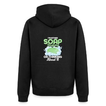 Je fais du savon ou j’y pense soapma - Veste à capuche bio Premium Unisexe - noir - Dos - Nico (187cm)