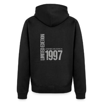 26. Geburtstag Damen Herren 26 Jahre 1997 Lustig - Unisex Premium Bio Zip Hoodie - Schwarz - Hinten - Nico (187cm)