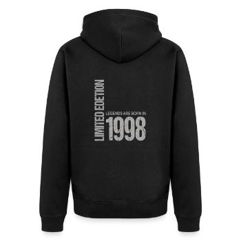 25. Geburtstag Damen Herren 25 Jahre 1998 Lustig - Unisex Premium Bio Zip Hoodie - Schwarz - Hinten - Nico (187cm)