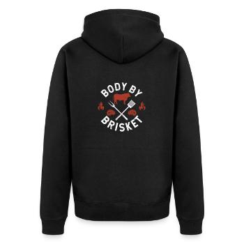 Body By Brisket Funny BBQ Lover Smoker Grilling - Unisex Premium Organic Zip Hoodie - black - Back - Nico (187cm)