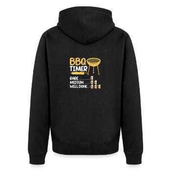 BBQ Timer Rare Medium Well Barbecue Funny Grill - Unisex Premium Organic Zip Hoodie - black - Back - Nico (187cm)