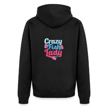 Crazy Fish Lady Aquarium Owner Fish Keeping - Unisex Premium Organic Zip Hoodie - black - Back - Nico (187cm)