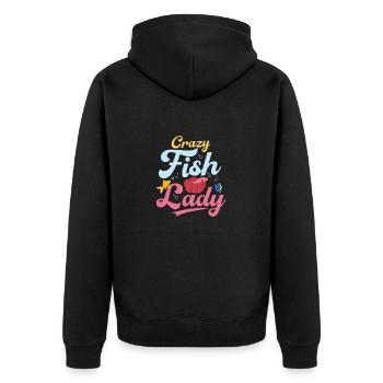 Crazy Fish Lady Fish Keeping Aquarium Owner - Unisex Premium Organic Zip Hoodie - black - Back - Nico (187cm)