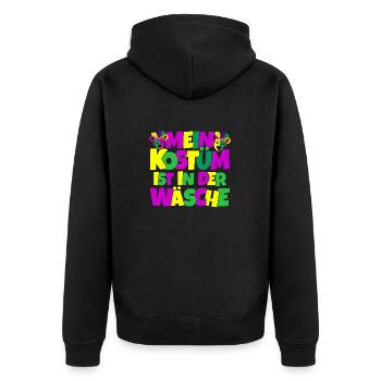 Mein Kostüm ist in der Wäscherei Carnival Party - Unisex Premium Bio Zip Hoodie - Schwarz - Hinten - Nico (187cm)
