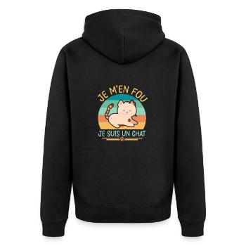 Je m'en fou je suis un chat - Veste à capuche bio Premium Unisexe - noir - Dos - Nico (187cm)