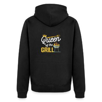 Queen of the Grill Funny Smoked Meat BBQ - Unisex Premium Organic Zip Hoodie - black - Back - Nico (187cm)