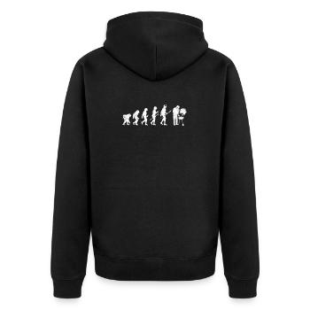 Grillen Evolution des Menschen BBQ Grill Barbeque - Unisex Premium Bio Zip Hoodie - Schwarz - Hinten - Nico (187cm)