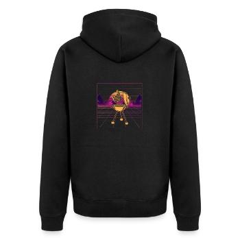 BBQ Grill Fleischliebhaber Retro Barbecue 80s - Unisex Premium Bio Zip Hoodie - Schwarz - Hinten - Nico (187cm)