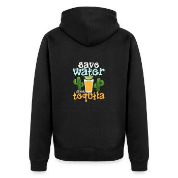 Save Water Drink Tequila Cinco De Mayo Party - Unisex Premium Bio Zip Hoodie - Schwarz - Hinten - Nico (187cm)