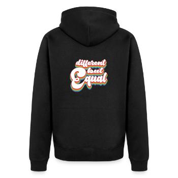 Different but Equal - Pride Month LGBTQ - Unisex Premium Organic Zip Hoodie - black - Back - Nico (187cm)