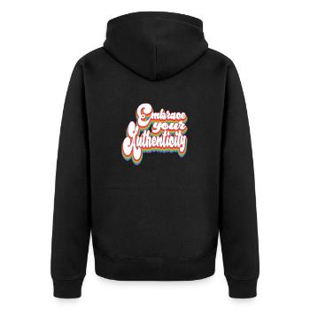 Embrace Your Authenticity - Pride Month LGBTQ - Unisex Premium Organic Zip Hoodie - black - Back - Nico (187cm)