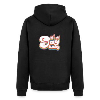 Let's Get Gay Baby - LGBTQ+ Pride - Unisex Premium Organic Zip Hoodie - black - Back - Nico (187cm)