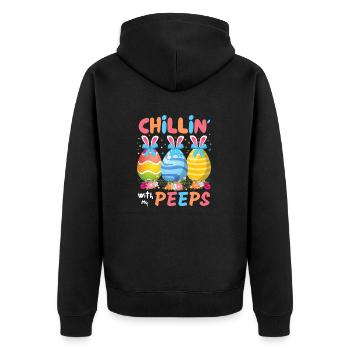 Chillin With My Peeps, Funny Easter Bunny - Unisex Premium Organic Zip Hoodie - black - Back - Nico (187cm)