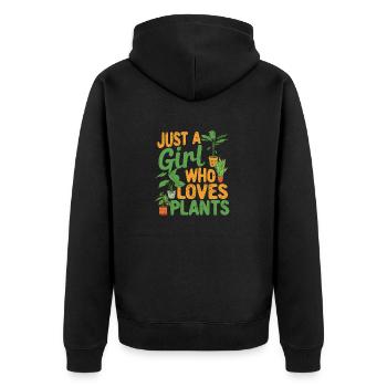Just A Girl Who Loves Plants Funny Plant Lovers - Unisex Premium Bio Zip Hoodie - Schwarz - Hinten - Nico (187cm)