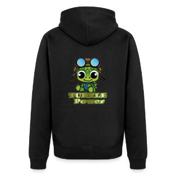 Turtle Power - Unisex Premium Organic Zip Hoodie - black - Back - Nico (187cm)