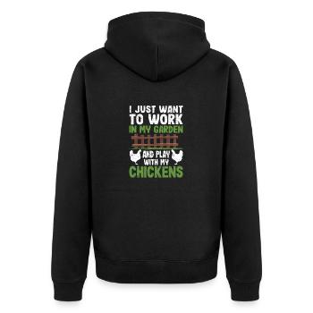 Ich möchte nur in meinem Garten arbeiten und mit - Unisex Premium Bio Zip Hoodie - Schwarz - Hinten - Nico (187cm)