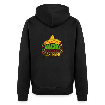 Nacho Durchschnittlicher Gärtner Lustiger Garten - Unisex Premium Bio Zip Hoodie - Schwarz - Hinten - Nico (187cm)