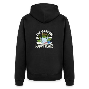 The garden is my happy place Funny garden - Unisex Premium Organic Zip Hoodie - black - Back - Nico (187cm)