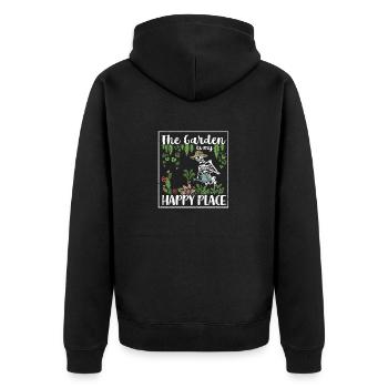Der Garten ist mein glücklicher Ort Lustige Garten - Unisex Premium Bio Zip Hoodie - Schwarz - Hinten - Nico (187cm)
