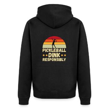 pickleball Dink Responsibly Gift - Unisex Premium Organic Zip Hoodie - black - Back - Nico (187cm)