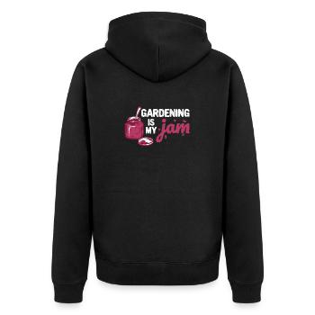 Gardening Is My Jam Jar Funny Gardener Plants - Unisex Premium Organic Zip Hoodie - black - Back - Nico (187cm)