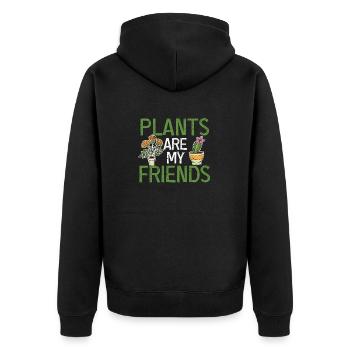 Pflanzen sind meine Freunde Lustige Gartenarbeit - Unisex Premium Bio Zip Hoodie - Schwarz - Hinten - Nico (187cm)