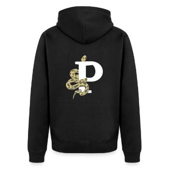 Letter p snake - Unisex Premium Organic Zip Hoodie - black - Back - Nico (187cm)