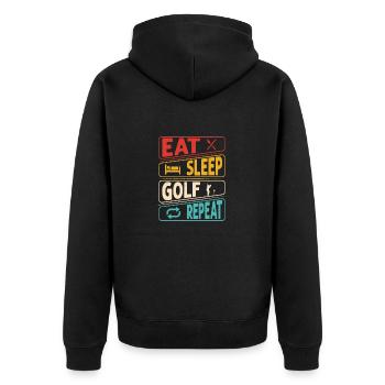 Eat Sleep Golf Repeat Golfing Par Tee - Unisex Premium Organic Zip Hoodie - black - Back - Nico (187cm)