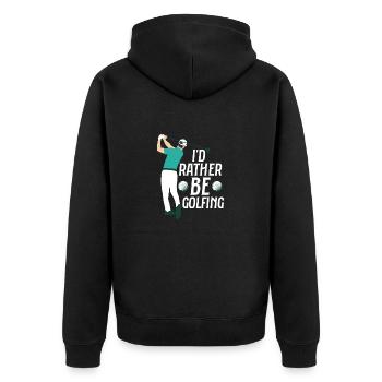 I'd Rather Be Golfing Par Tee Golfing - Unisex Premium Organic Zip Hoodie - black - Back - Nico (187cm)