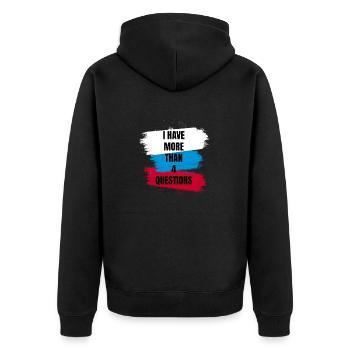 J’ai plus de 4 questions vintage texte simple - Veste à capuche bio Premium Unisexe - noir - Dos - Nico (187cm)