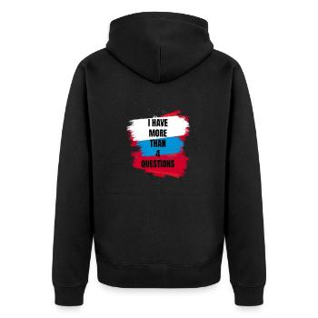 J’ai plus de 4 questions vintage texte simple - Veste à capuche bio Premium Unisexe - noir - Dos - Nico (187cm)