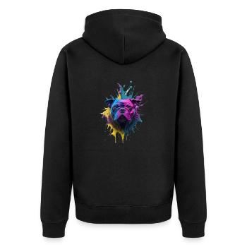 HUNDE DESIGN SPLASH ART I HUNDELIEBHABER - Unisex Premium Bio Zip Hoodie - Schwarz - Hinten - Nico (187cm)