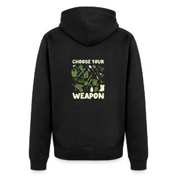 Choose Your Weapon Fun Gardening Plant - Unisex Premium Organic Zip Hoodie - black - Back - Nico (187cm)