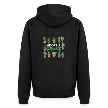 Adoptieren Sie eine Pflanze Lustige Gartenarbeit - Unisex Premium Bio Zip Hoodie - Schwarz - Hinten - Nico (187cm)