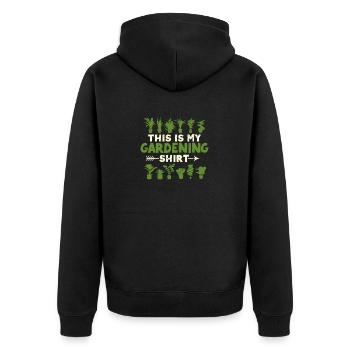 Dies ist mein Gartenarbeit Shirt lustig Gärtner - Unisex Premium Bio Zip Hoodie - Schwarz - Hinten - Nico (187cm)