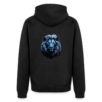WILDES LÖWENDESIGN - Unisex Premium Bio Zip Hoodie - Schwarz - Hinten - Nico (187cm)
