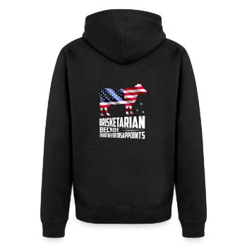 Brisketarian Because Brisket Grilling BBQ Smoker - Unisex Premium Bio Zip Hoodie - Schwarz - Hinten - Nico (187cm)