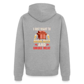Je veux juste boire de la bière et fumer de la viande fumeur BB - Veste à capuche bio Premium Unisexe - gris chiné - Dos - Nico (187cm)