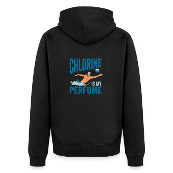Chlorine Is My Perfume Swimmers Swimming Sports - Unisex Premium Organic Zip Hoodie - black - Back - Nico (187cm)