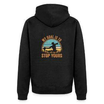 Mein Ziel ist es, Ihr lustiges Wasserball-Torwart - Unisex Premium Bio Zip Hoodie - Schwarz - Hinten - Nico (187cm)