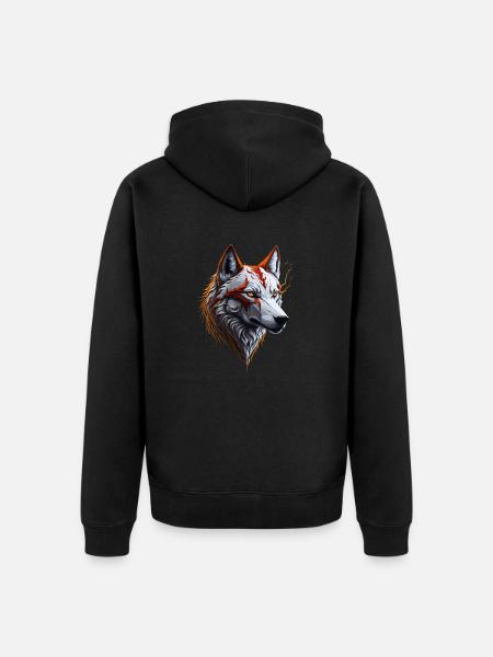 WOLF DESIGN - Unisex Premium Bio Zip Hoodie - Schwarz