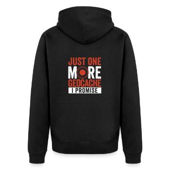 Nur noch ein Geocache ich verspreche lustig - Unisex Premium Bio Zip Hoodie - Schwarz - Hinten - Nico (187cm)