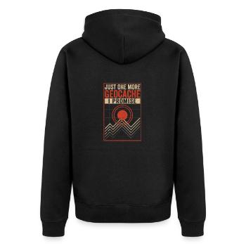 Just one more geocache, I promise funny - Unisex Premium Organic Zip Hoodie - black - Back - Nico (187cm)