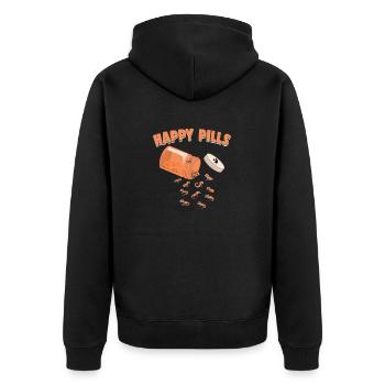 Happy Pills Schopfgecko Lustige Eidechse Liebhaber - Unisex Premium Bio Zip Hoodie - Schwarz - Hinten - Nico (187cm)
