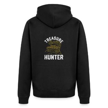 Treasure Hunter Funny Geocaching Metalldetektion - Unisex Premium Bio Zip Hoodie - Schwarz - Hinten - Nico (187cm)